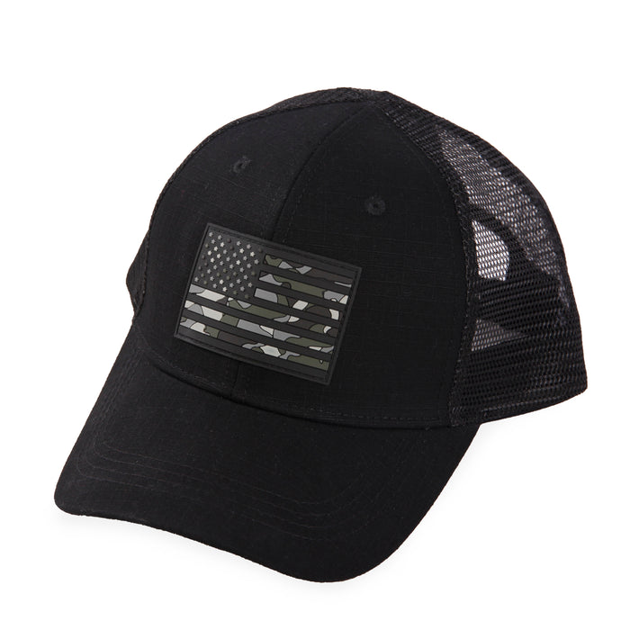 American Flag Camo Rubber Patch - Trucker Mesh Hat